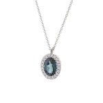 Ροζ χρυσό κολιέ 18K με διαμάντια και london blue topaz .